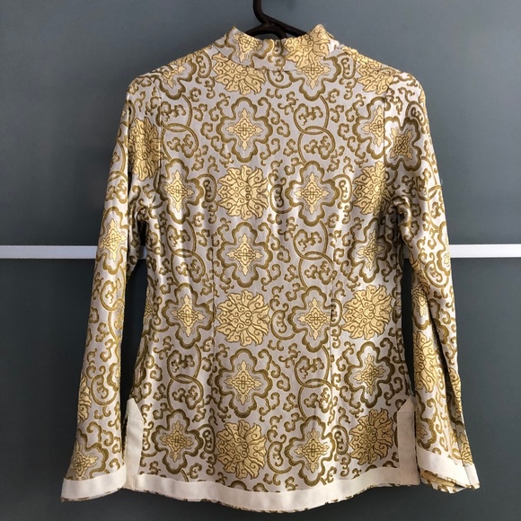 Vintage Silk Tunic w/ Gold Embroidery - Picture 2 of 11